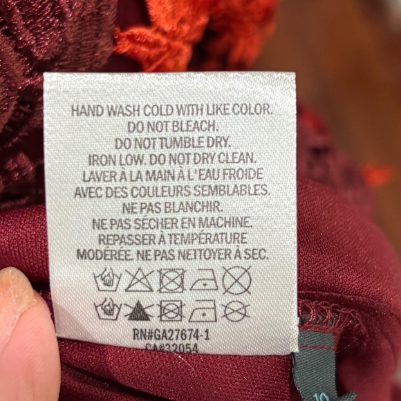 Anthropologie Eva Franco Brigitte Embroidered Red Lace Midi Dress, Size 10 - Picture 3 of 12